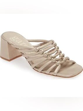 New Pedro Garcia Utedal Slide Sandal Gold Metallic Strappy Sz 35